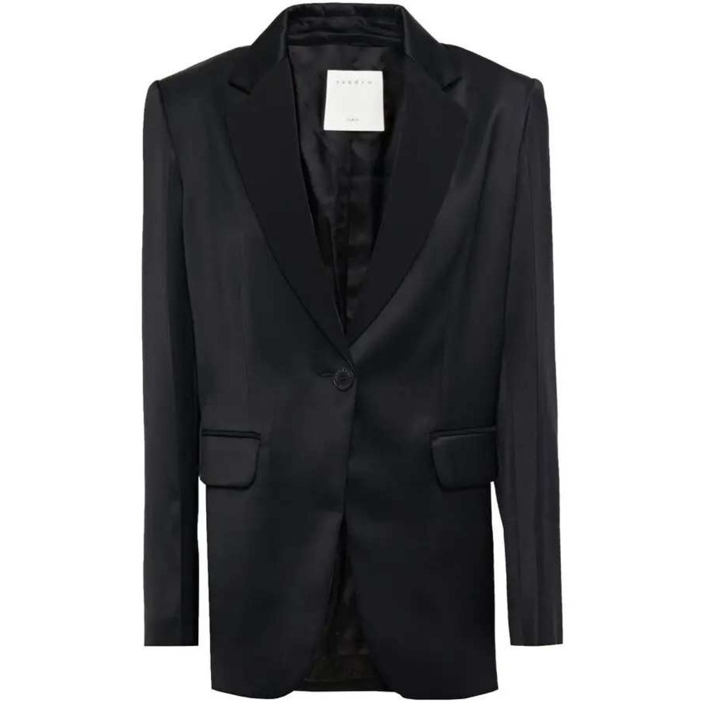 Sandro Raymona Satin‑Twill Blazer Size 4